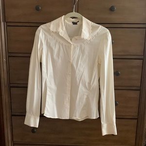 Theory white button down top with collar detail